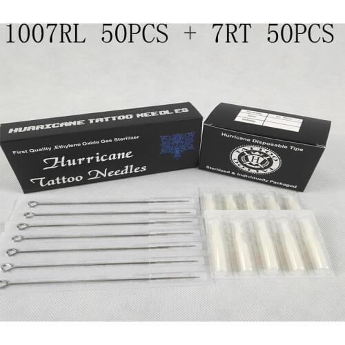 Tattoo Tips and Needles (7RL+7RT) 50pcs tattoo needles 7rl and 50pcs Matched Tattoo Tips 7rt tattoo kit free shipping