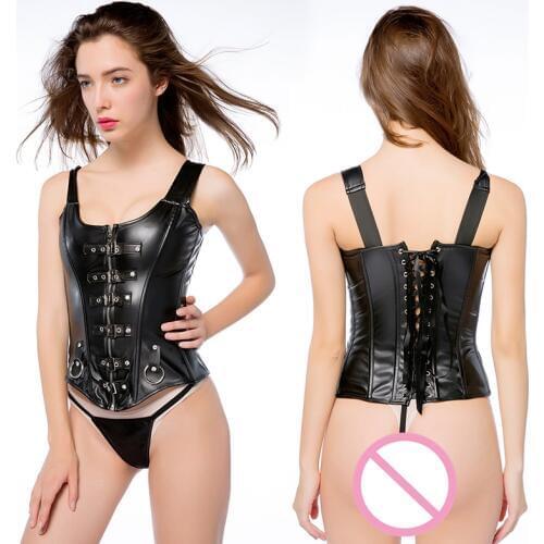 Sexy Steampunk Style Black Over Bust High Quality Zipper Sequined Tank Strapless Waist Trainer Corset Women Corselet W580918