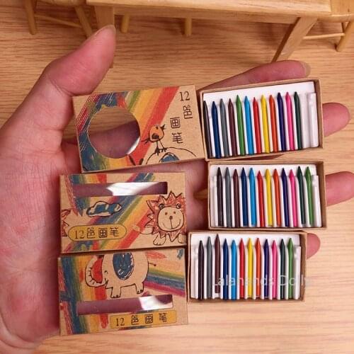 1:12 Dollhouse Mini 12-color Crayon Box Set for Accessories for The Dollhouse Scene (can Actually Write)