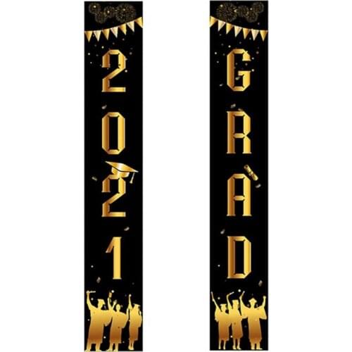 1 Pair Graduation Door Banner 2021 Graduation Flag Porch Sign Congrats Banner for Graduation Party Decorations