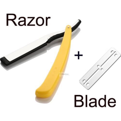 1pc Beard shaving cartridge + 10pcs razor blades Men safety straight Knife shaver kriditka folding holder navaja machine tools