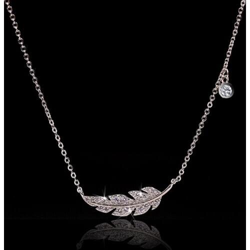 2020 Exquisite Bohemia Feather Pendant Necklaces for Women AAA Zircon Collar Necklace statement Wedding Jewelry