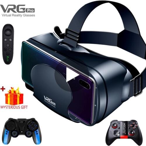 3D VR Virtual Reality Headset Smart Glasses Helmet for Smartphones Cell Phone Mobile 7 Inches Lenses Binoculars with Controllers