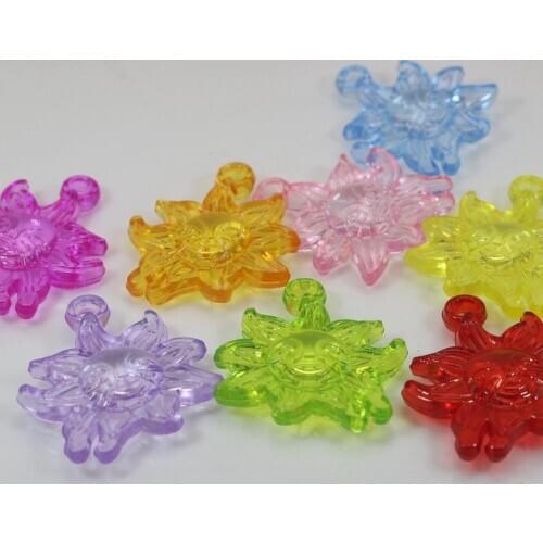 50 Mixed Color Transparent Acrylic Smile Sun Charm Pendants 28X32mm