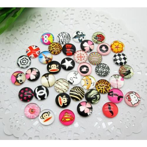 50pcs 12mm Round Mixed Domed Magnifying Clear Glass Cabochon Scrapbooking Embellishments Fridge Magnets DIY Accessories