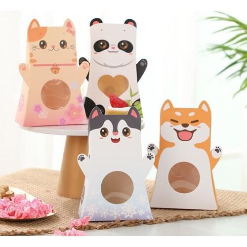 500 x Cute Cartoon Panda Nougat Baking Packaging Boxes Children Sweets Husky Cat Cookie Wrappers Bags