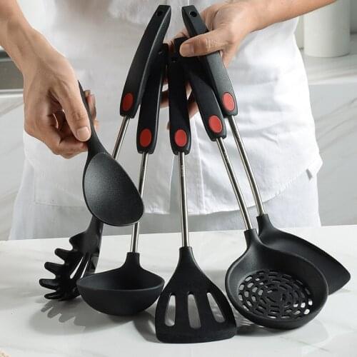 6Pcs/set Convenience Kitchen Non-Stick Pan Cooking Tool Silicone Spatulas Colander Spoon Cookware Household Accessories Supplies