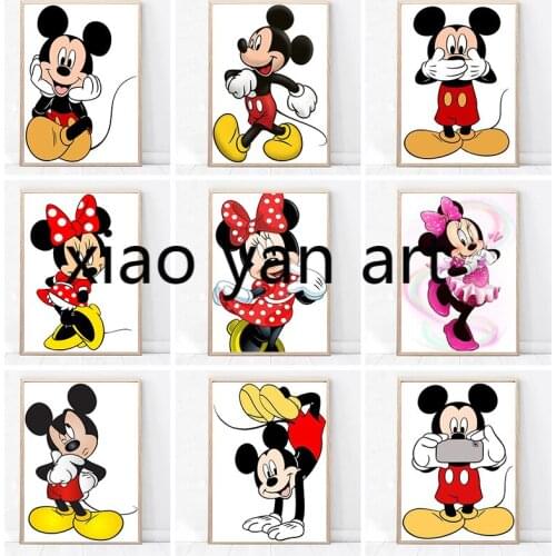 5D DIY Disney Animation Mickey and Minnie Cartoon Diamond Embroidery Diamond Painting Diamond Mosaic Cross Stitch Kit Room Decor