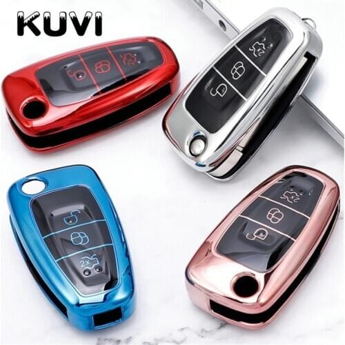 Soft TPU Car Folding Key Case Full Cover Holder For Ford Focus 2 3 MK3 ST RS Ecosport Kuga Escape Fiesta Fold C-Max S-Max Mondeo