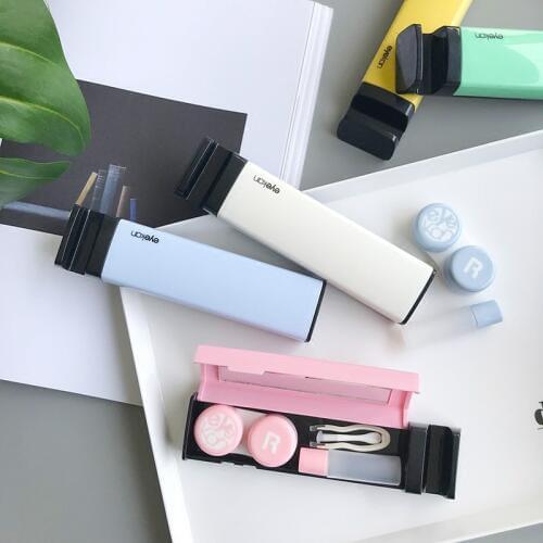 Candy Color Contact Lens Case with Mirror Contact Lenses Case Container Cute Lovely Travel Kit Box Phone Holder