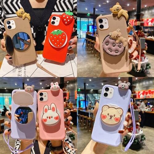 Makeup Mirror Cartoon Rubber Soft Phone Case for Samsung Galaxy A10 A20E A30S A40 A50 A70 A90 5G A9 A8 A7 A6 Plus 2018 J8 J6 J4