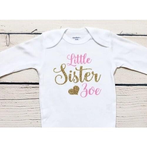 Csutomize little brother sister baby boy girl Take home outfit,baby shower bodysuit onepiece romper kids t shirts birthday tees