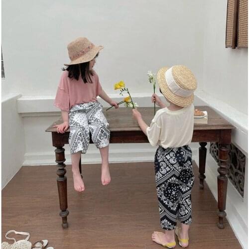 2021 Summer Boys And Girls Fashion Beach Pants Unisex Kids Loose Wild Trousers Personality Trend