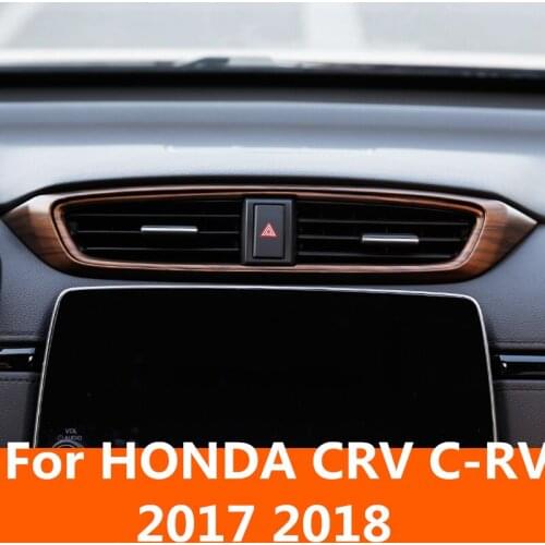 For HONDA CRV C-RV 2017-18 Black Carbon Fiber Car Center Console A/C Vent Air Conditioning Outlet Panel Outlet Frame Cover Trim