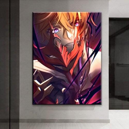 Genshin impact Game poster Tartaglia Warlord armor home decor painting wall painting bedroom anime Study Bedroom Bar Cafe Wall