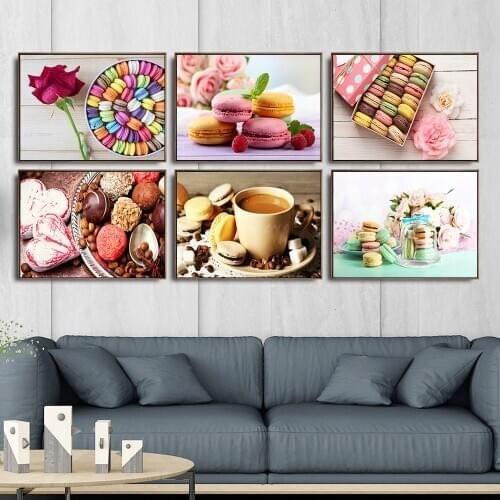 Macaron Cake Coffee Food Canvas Painting Modern Home Decoration Wall Art Picture For Kitchen Decor Nordic Posters And Prints