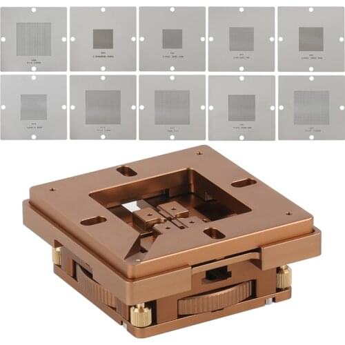 Freeshipping New Arrivals 80*80mm 90*90mm Aluminium Alloy BGA Reballing Station BGA Reball Kit Magnetism Lock+10/PCS BGA Stencil