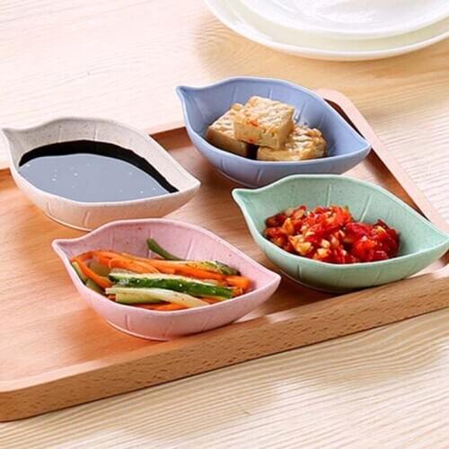 Creative Leavess Dish Baby Kid Bowl Wheat Straw Soy Sauce Dish Rice Bowl Plate Sub - plate Japanese Tableware Food Container
