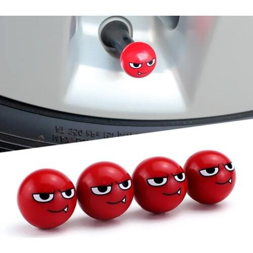 Round Personality Ball Valve Core Dustproof Sealing Plastic + Copper 4 Pcs / Set of Automobile Universal Tire Valve Cap