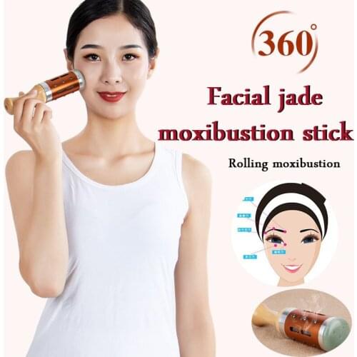 Face Jade Moxibustion Stick 360° Rolling Massage to Remove Bags and Dark Circles Under the Eyes, Lift and Tighten the Skin