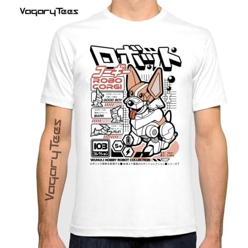 Kawaii Corgi T Shirt men Japan Style Cartoon T-shirt Plus Size Funny Dog Graphic Tees men Summer Top Ulzzang Tshirt Homme