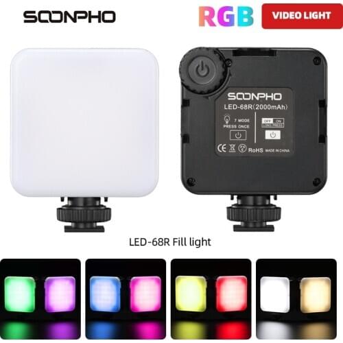 LED-68R 6W RGB 2500-8500k Mini LED Video Light 2000mAh Built-in Battery Fill Light lamp for Phone Camera Shooting