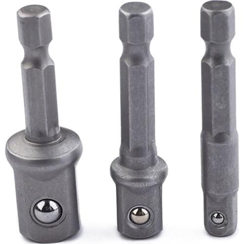 3 Pcs Socket Adapter Set Hex Set 1/4" 3/8" 1/2" Square Impact Socket Extension Connector Power Drill Bit Adapter Car Reapir Tool