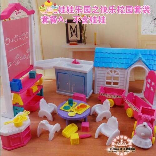Genuine for kindergarten barbie amusement park school desk set 1/6 bjd doll accessories dream house furniture toy gift