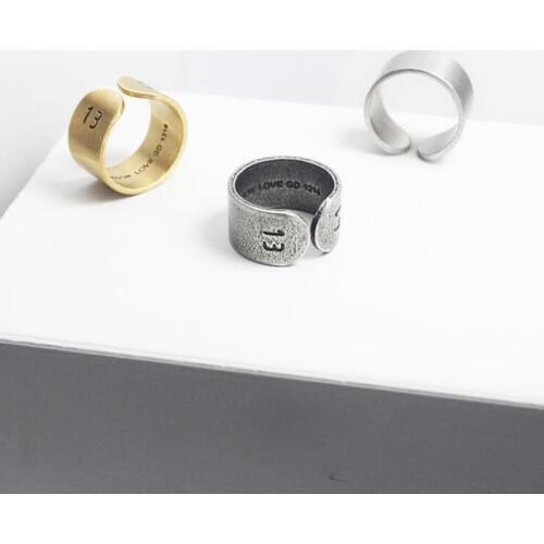 Fashion 1314 Lover Couple Jewelry Sets Retro Stainless Steel Ring Men + Mens Cuff Bracelet Open Bangles Vintage Men Jewelry Set