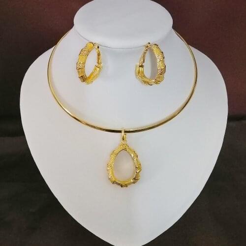 New Fashion Round Exquisite Jewelry Sets For Women Wedding Party Jewelry Accessories Earrings & Necklace Birthday Party Gift