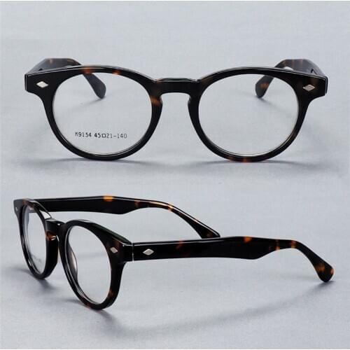 Rivets Acetate Round Glasses Frame Vintage Women Full Rim Optical Eyewear Brand Designer Clear Lens Retro Myopia Eyeglasses Men