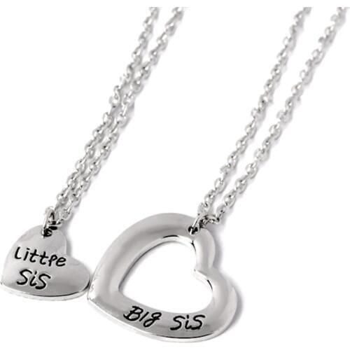 "Little Sister Big Sister" Pendant Necklace Set Sister Necklace All Matching Fashion Jewelry Gift 2Pcs /Set
