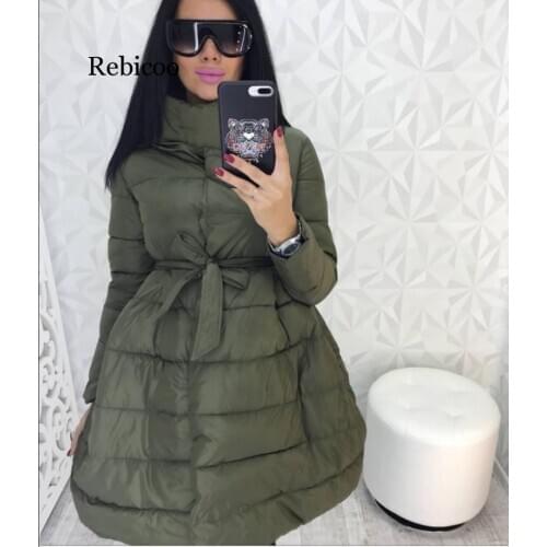 Rebicoo Long No Single Breasted Winter Hot Womens Clothing Fashion Solid Color A Word Warm Cotton Coat Women
