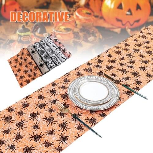 Halloween Tablecloth Spider Bats Spider Web Printed Line Linen Innovative Desktop Decoration For Parties Table Runner Tapete