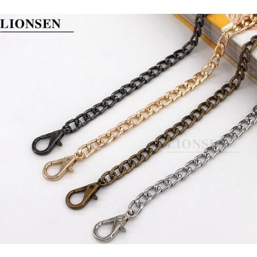 Lionsen 0.8cm wide Flat Replacement Chain Strap Metal link Clasp Purse Chain Bag Handle Shoulder Cross Body Handbag Chain