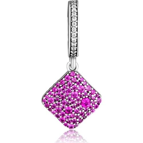 Fits Pandora Charms Bracelets Timeless Elegance Dangle, Royal Purple Crystal Beads 925 Sterling-Silver-Jewelry DIY Making