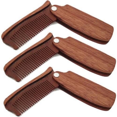 Folding Wooden Comb Travel Portable Anti-static Natural Wood Mens Beard Comb Sandalwood Comb Gift for Friends