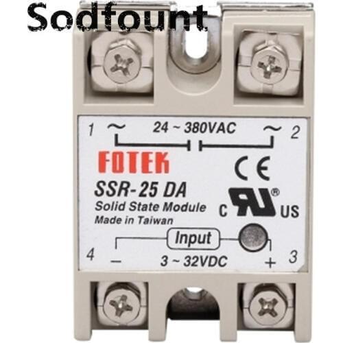 1pcs solid state relay SSR-25DA 25A SSR-10DA SSR-25DA SSR-40DA 5-24VDC TO 24-380V AC SSR 25DA SSR 10DA SSR 40DA