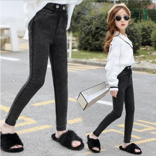 Skinny Pant For Girls 2020 Spring Denim Pencil Pants Fashion Cotton Elastic Leggings Fashion Casual Children clothes 3 -12 Year