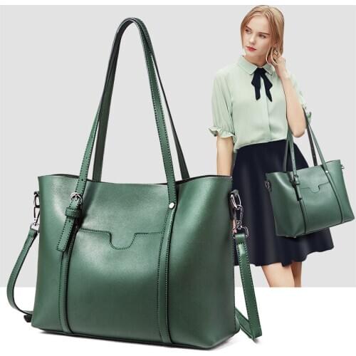 Cowhide Shoulder Big Bags Women 2020 New Large Capacity Tote Bag Simple Handbag Messenger Bag Ladies Leather Handbags Travel Bag