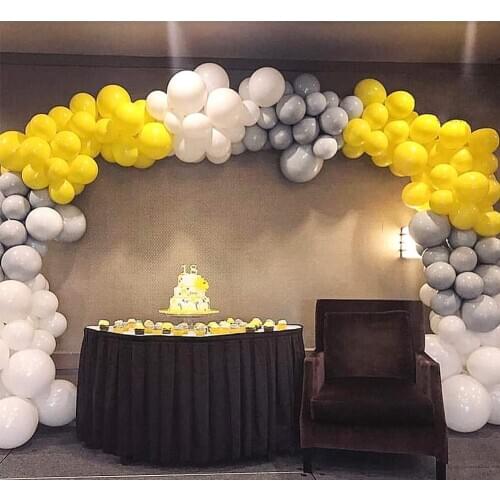 100pcs 10 Inch Gray White Yellow Balloon Arch Party Balloons Garland Kit Wedding Baby Shower Birthday Party Decorations Globos