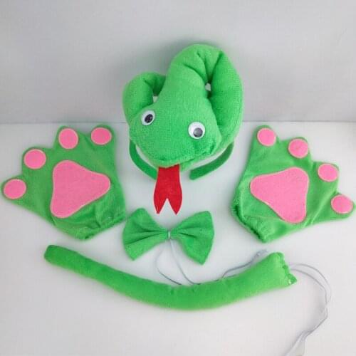 Green Snake Animals Headband Bowtie Tail Paw Women Girl Costume Christmas Halloween Anime Cosplay