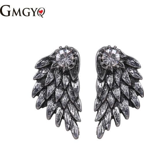 GMGYQ Aretes De Mujer Modernos 2018 Geometric Metal Wings Earings Fashion Elegant Rhinestone Jewelry Gifts For Women