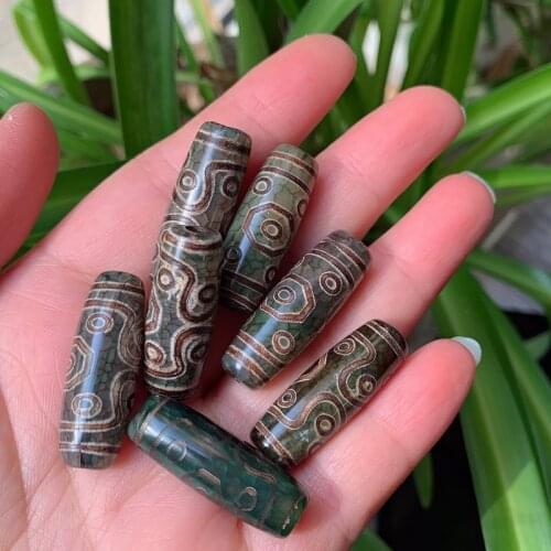 1PC 30mm Eleven Eyes Natural Tibetan Dzi Agates Beads Buddha Jewelry Vintage Grey Green Agat Stone Beads for Women Men Healing