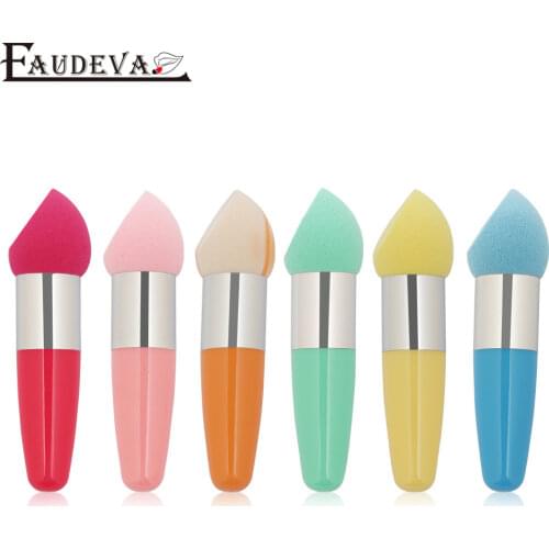 1pcs Rainbow with handle Sponge Puff Stick Brush Makeup BBcream Concealer Beauty Cosmetic Tool Smooth Sponge Blender Basic Brush