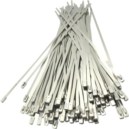 100pcs 304 Stainless Steel cable zip ties heavy duty Self-locking Bundling strap clamp wire hose clips PIPE Fastener Hook Loop