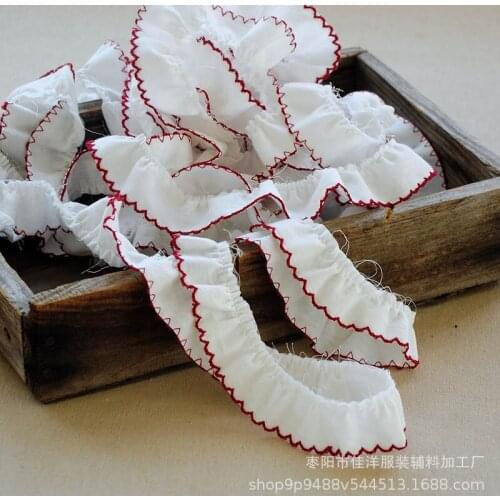 2 meters Embroidered Wavy Edges Wrinkled Cotton Ribbons Diy Craft Toy Doll Clothes Curtain Dress Trim Accessories Material