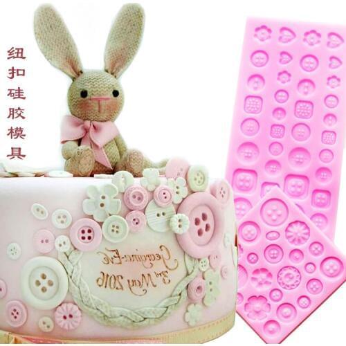 2pcs HOT DIY silicone cake molds cake decorating tools Flower Buttons fondant mold chocolate mould kitchen cake tools FM1090