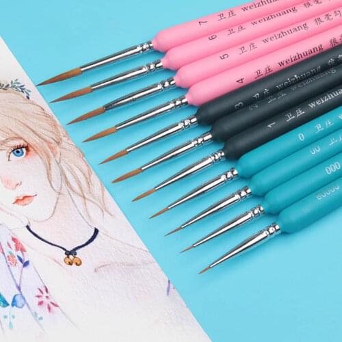 3Pcs/Set Artistic Accessories Sketch Pen Painting Supplies Multipurpose 3Colors Numbers Brushes Oil Painting Pens Wooden