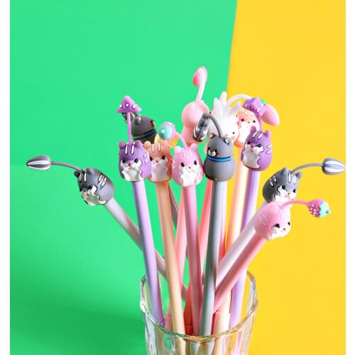 Girl Cute Pet Hamster Silicone Neuter Pen Student Cartoon Creative Stationery Writing Black Pen Office Signature Pen